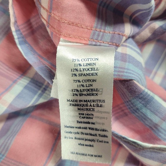 Faherty Button Up Long‎ Sleeve Shirt Men's XL Plaid Blue Pink White Comfort - Picture 10 of 13